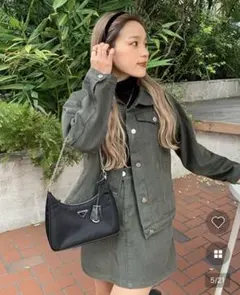 NUGUカーキコットンジャケット&ミニスカートセットアップ