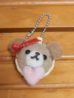 羊毛フェルト　くまさんキーホルダー　ハンドメイド