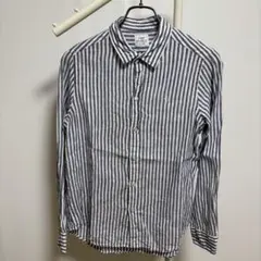 coenリネン100% ストライプ柄シャツ（L）ナチュラル　ユニセックスのサムネイル