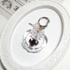 レジン キーホルダー チャーム ハート リボン 羽根 チョコくま ピンク