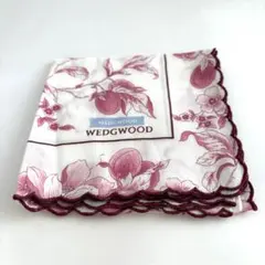 新品未使用◆WEDGWOOD ハンカチ スイートプラム柄 スカラップ 縁刺繍のサムネイル