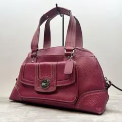 【良品】コーチ トートバッグ サッチェル レザー ターンロック ピンク