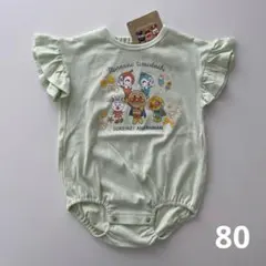 新品(80) アンパンマン メロンパンナちゃん 肩フリル ロンパース 綿100%のサムネイル