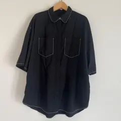 ブラック 半袖シャツ ポケット付き　KBF