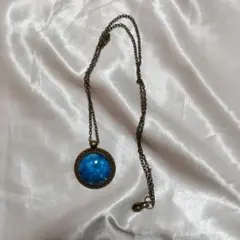 青い丸型ペンダントネックレス 星空 青 星座