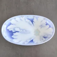 【美品】お皿　花柄　深川製　青　白　陶器