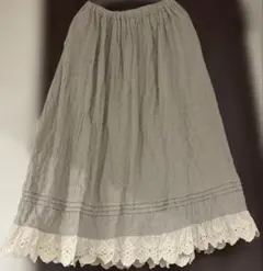 サマンサモスモス 裾スカラップレースギャザースカート　ベージュ