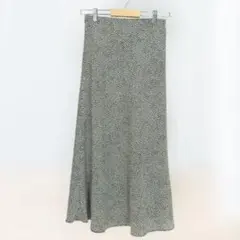 INED フレアロングスカート 7 美品 白黒ドット　ロング丈 日本製　上品