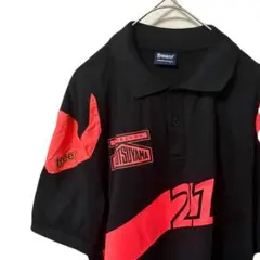 『FREE MINDS』ゴルフ ポロシャツ 黒×オレンジ イタリア製 メンズL