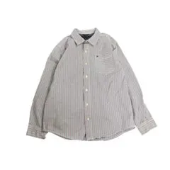TOMMY HILFIGER ストライプ柄シャツ　ロゴ刺繍　長袖　古着　8B1