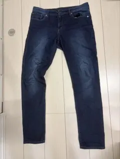 ダークブルー スリムフィットデニムパンツ