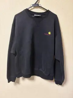 carhartt 刺繍ロゴ ブラック スウェット L