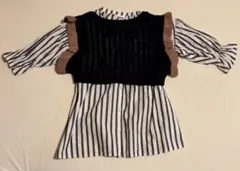 BREEZE　ブリーズ　ストライプシャツワンピース　ニットベスト　2点セット