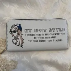 イラスト付きホワイト長財布