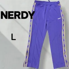韓国 NERDY ノルディ トラックパンツ ジャージ ロゴテープ パープル Mのサムネイル