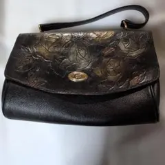 花柄エンボス加工レザーハンドメイドバッグ
