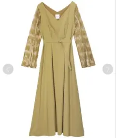 AMERI LACE SLEEVE REFINED DRESSマスタード