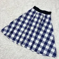 ブルーレーベルクレストブリッジ チェック柄スカート ミモレ丈 フレア38 M