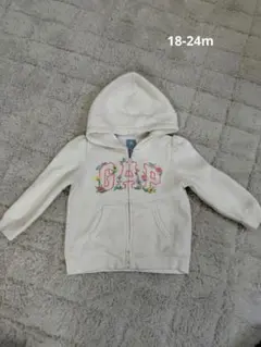 babygap ホワイト刺繍フード付きパーカー