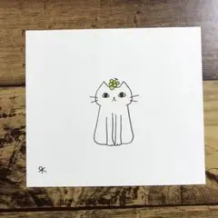 【1110】【白猫の絵】オリジナル手描きアナログイラスト原画　自作創作アート作品