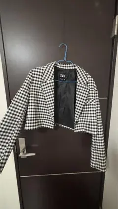 ZARA クロップドチェック柄ジャケット