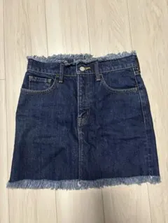 デニム ミニスカート フリンジ加工のサムネイル