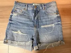 デニムダメージショートパンツ