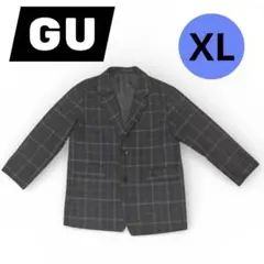 【良品】GU チェックオーバーサイズテーラードジャケット XL大きめ