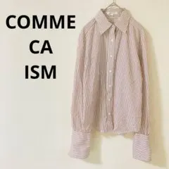 COMME CA ISM コムサイズム 長袖シャツ　ストライプ柄　オールアップ袖