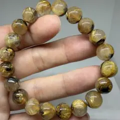 071 ゴールドタイチン ルチルクォーツ ブレスレット ギラギラ輝く極太