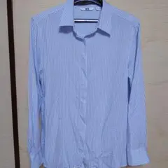 UNIQLO 青と白のストライプ 長袖シャツ M