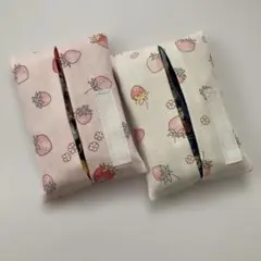 【色違いいちご柄】お子様用ミニポケットティッシュカバー