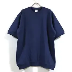 新品 ビッグシルエット 半袖 スウェット 無地 メンズ ネイビー XLのサムネイル
