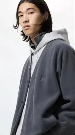 ユニクロ ニードルズ フリースオーバーサイズカーディガン ダークグレー XL