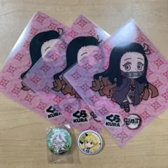 くら寿司 鬼滅の刃　コラボシート3枚 びっくらポン 缶バッジ2種類