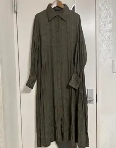 値下げ★ジーナシス★光沢★柄物★前ボタン★フレアワンピース★