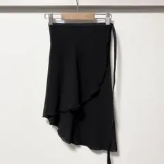 【大人フリーサイズ】バレエ巻きスカート　黒　ブラック　シンプル　バレエスカート