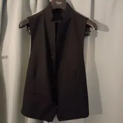 微光沢　メンズティノラス　スタンドカラー　ブラックベスト