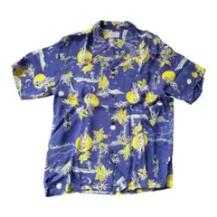 50sヴィンテージアロハシャツ タツノオトシゴ総柄レーヨン - メルカリ