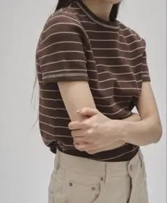 todayful / Border Ringer Tee チョコ