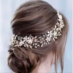 ☆ウェディングヘアアクセサリー☆ヘッドドレス ブライダル 結婚式 髪飾りゴールド