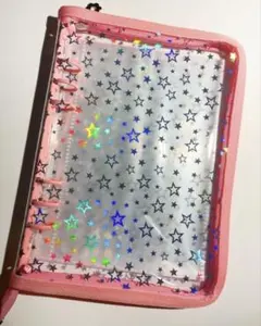 A5 シール帳 バインダー 6穴 リングファイル ホログラムスター ピンク 1冊