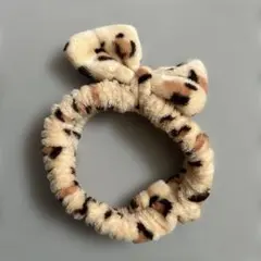 ヒョウ柄リボン付きヘアバンド