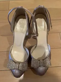 NATURAL BEAUTY ビジューリボンパンプス 22.5㎝