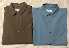 モノマート長袖シャツ2枚セット　ブラウン　ブルー　Mサイズ