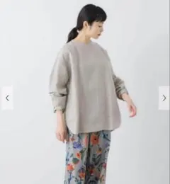 ラック✳︎　新品タグ付き　かぐれ　リネンボートネックニット　杢グレー ラック✳︎様専用 新品タグ付き かぐれ リネンボートネックニット 杢