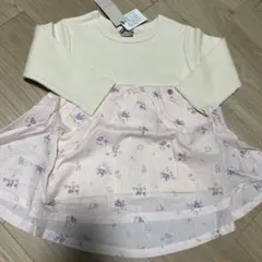 【新品タグ付き未開封】petit main 花柄ペプラム七分袖カットソー 110