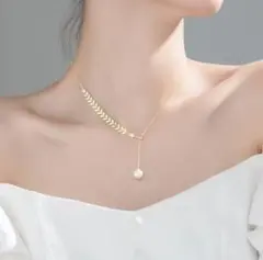 183 パール ネックレス ペンダント 真珠 羽 フェザー フリーサイズ 結婚式