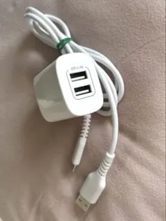 USB充電器 3.4A 2ポート ホワイト（充電ケーブル１m付き）