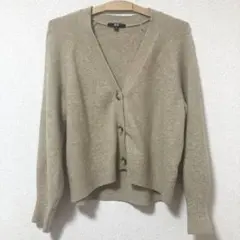 UNIQLO ユニクロ スフレヤーンショートカーディガン ベージュ M
